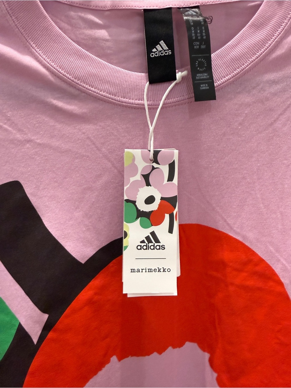 NWT adidas Marimekko GFX Pink Floral Graphic Tee - Picture 4 of 7